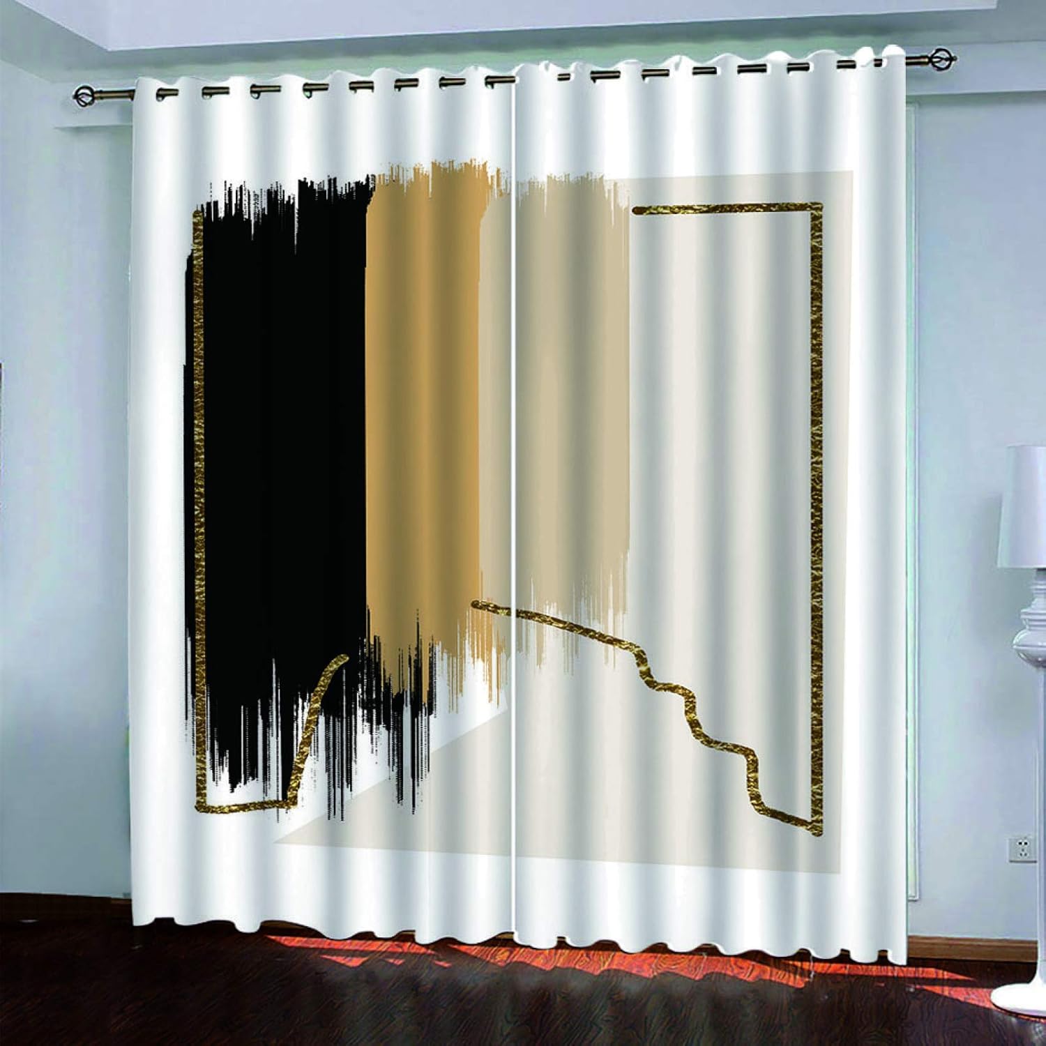 Cortinas Infantiles Niña, Opacas, Impresión Artística En Negro 3D Moderno Con Ojales 140x200Cm 2 Paneles, Dormitorio Infantil Cortinas De Ventana, Salon Decoración Para Habitación Sala De Niños
