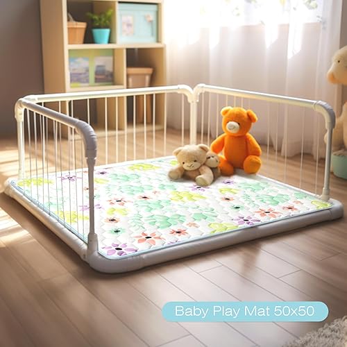 Miniatura 4 de Babihiior 50'' x 50'' Play Mat for Playpen, One-Piece Crawling Baby Play Mat for Boys and Girls, Non-Slip Playmat for Babies, Infants, and Toddlers,