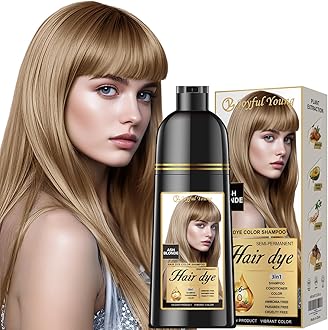 Joyful Young Natural Hair Dye Shampoo 3 IN 1, Gray Hair Coverage, Vegan, Ammonia-Free & Paraben-Free Hair Coloring Shampoo for Women & Men, Beard Dye for Men, Nourishing Gentle (ASH BLONDE)