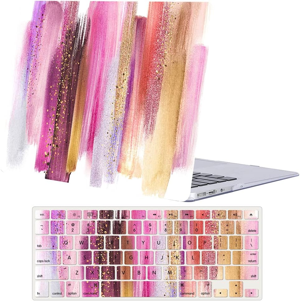 Case Compatible with MacBook Air 11 Inch Model A1370 & A1465, 2 in 1 Matte Plastic Laptop Hard Shell Snap on Case Bundle with Keyboard Cover for Mac Air 11,6" - Colored Graffiti