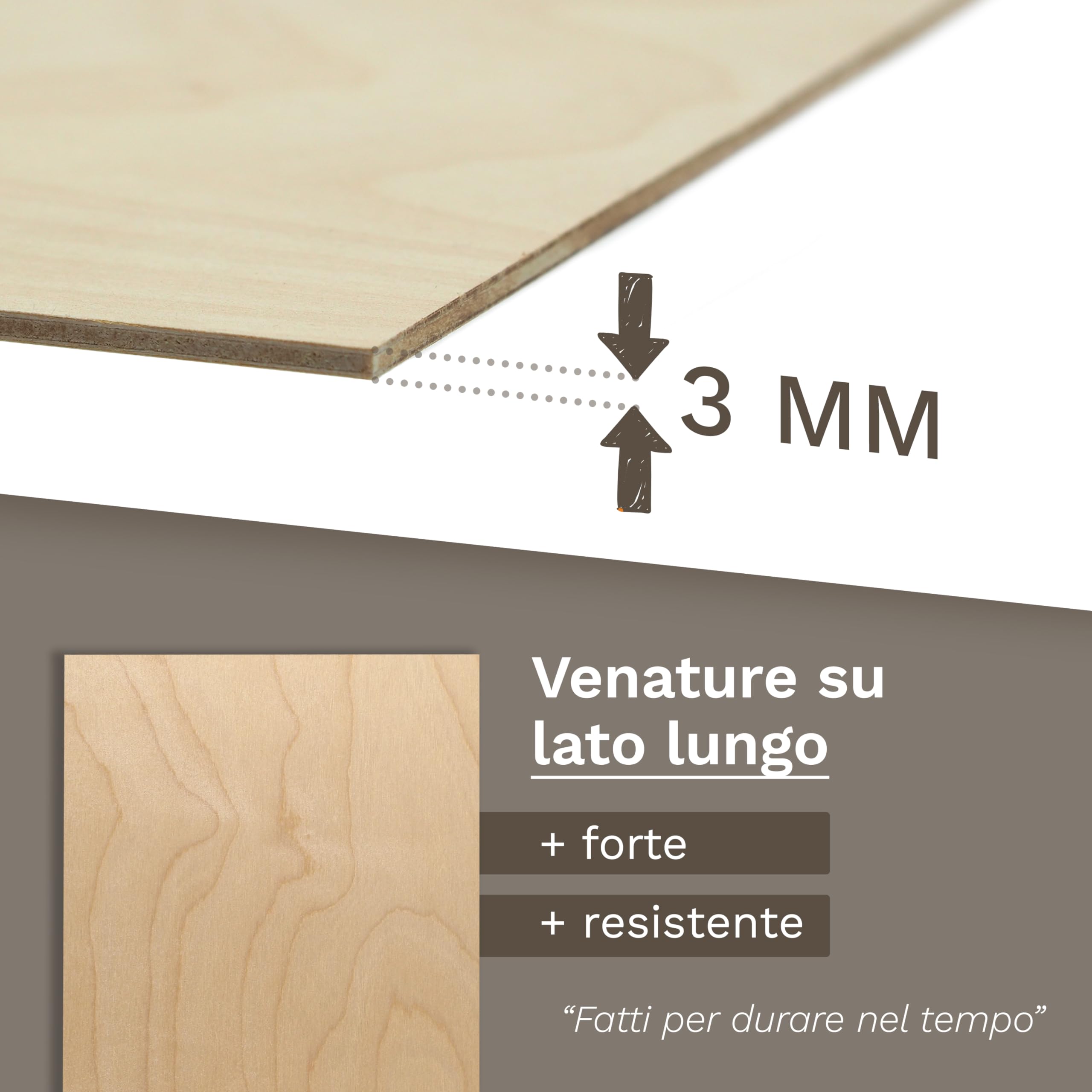 Wood Lab 50 x A4 Pannelli in Compensato Betulla | 3mm (±0,5mm) 29,7 x 21 cm | Tavole Grezze per Bricolage, Pirografia, Traforo, CNC, Laser, Decorazione, Decoupage, Incisione (50)