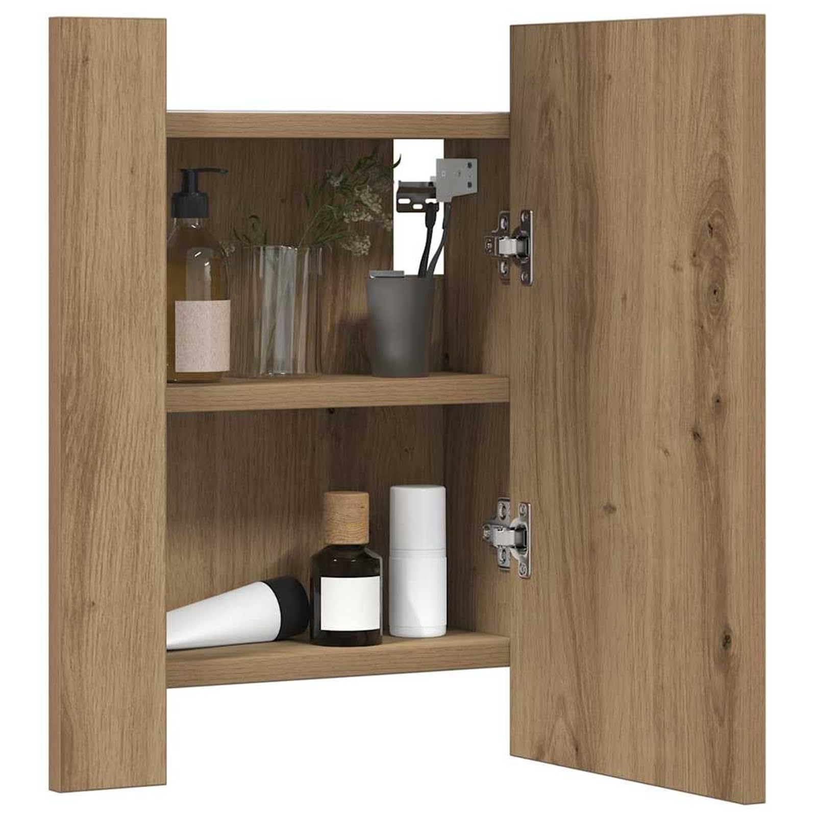 Specchio contenitore da bagno con LED, mobile bagno specchio LED in legno multistrato, robusto e stabile, resistente all'umidità, 40x12x45 cm, ampio spazio portaoggetti, design a montaggio a parete fo