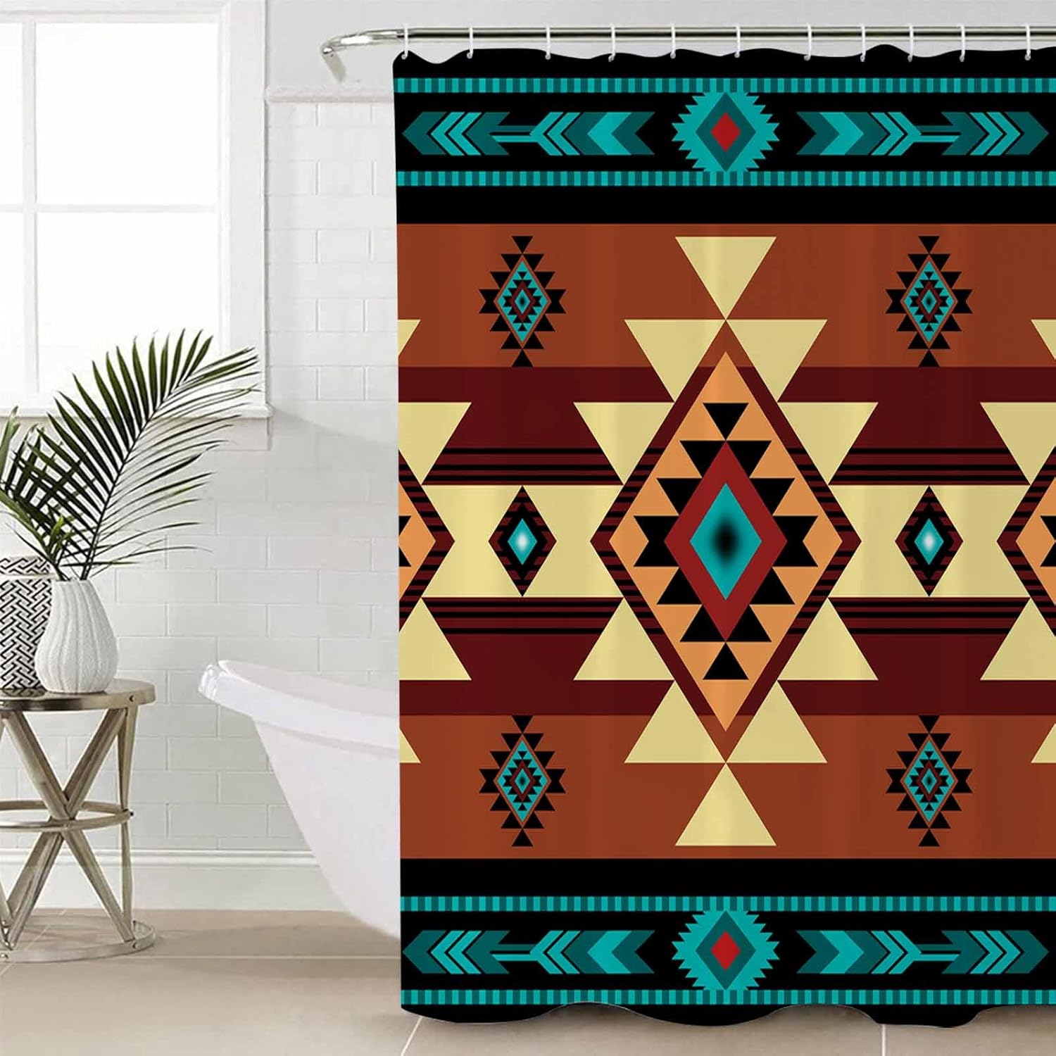 Decorative Shower Curtain Brown Polyester Fabric Waterproof Bath Shower Curtains Bathroom Accessories Western Southwest Native American Indian Machine Washable Curtain 48x72 Inch for Home Hotel