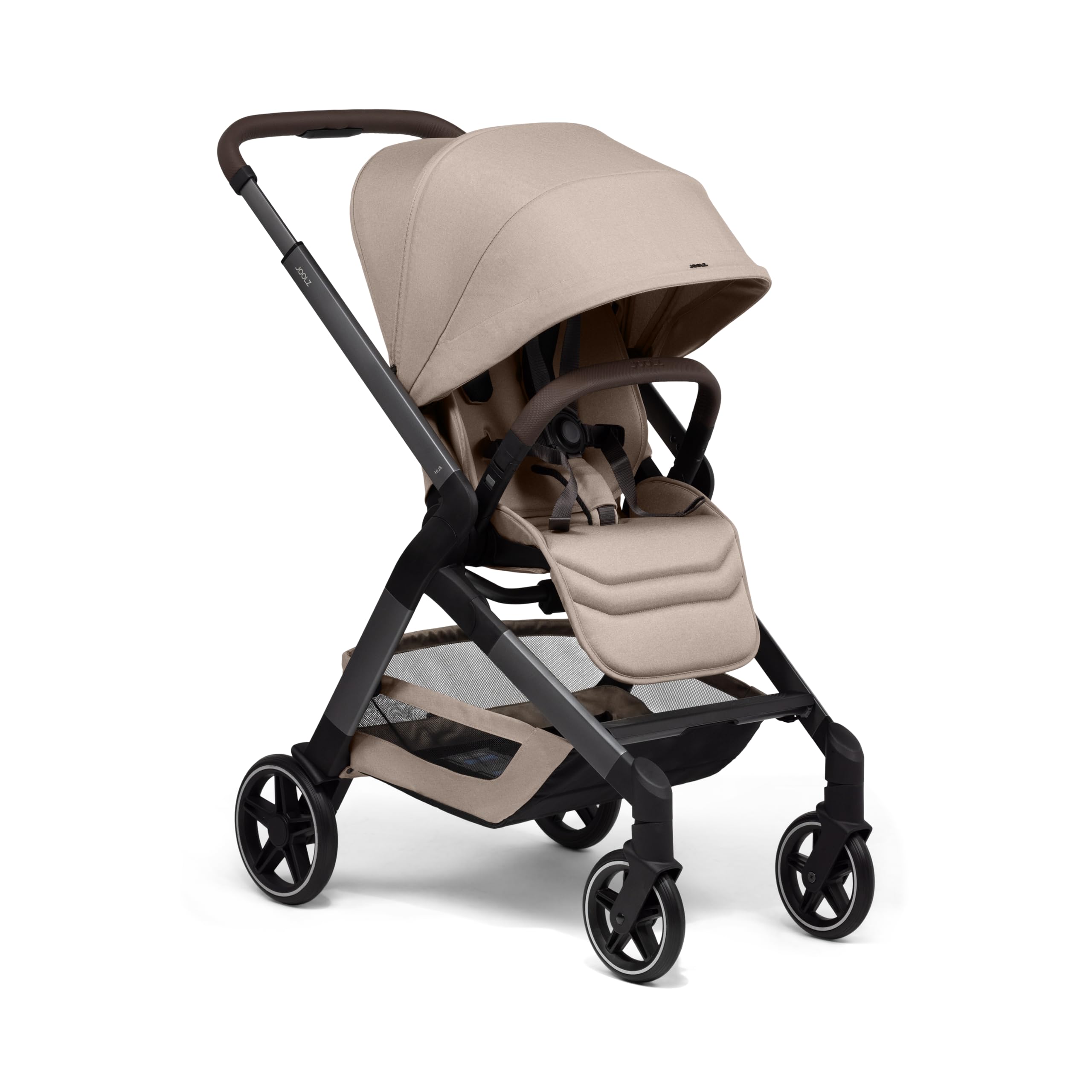 Joolz Hub2 Kompakter Kinderwagen Leichter City-Buggy ab Geburt bis 22kg Einhand-Faltmechanismus Wendbarer Sitz flache Liegeposition Sandy taupe