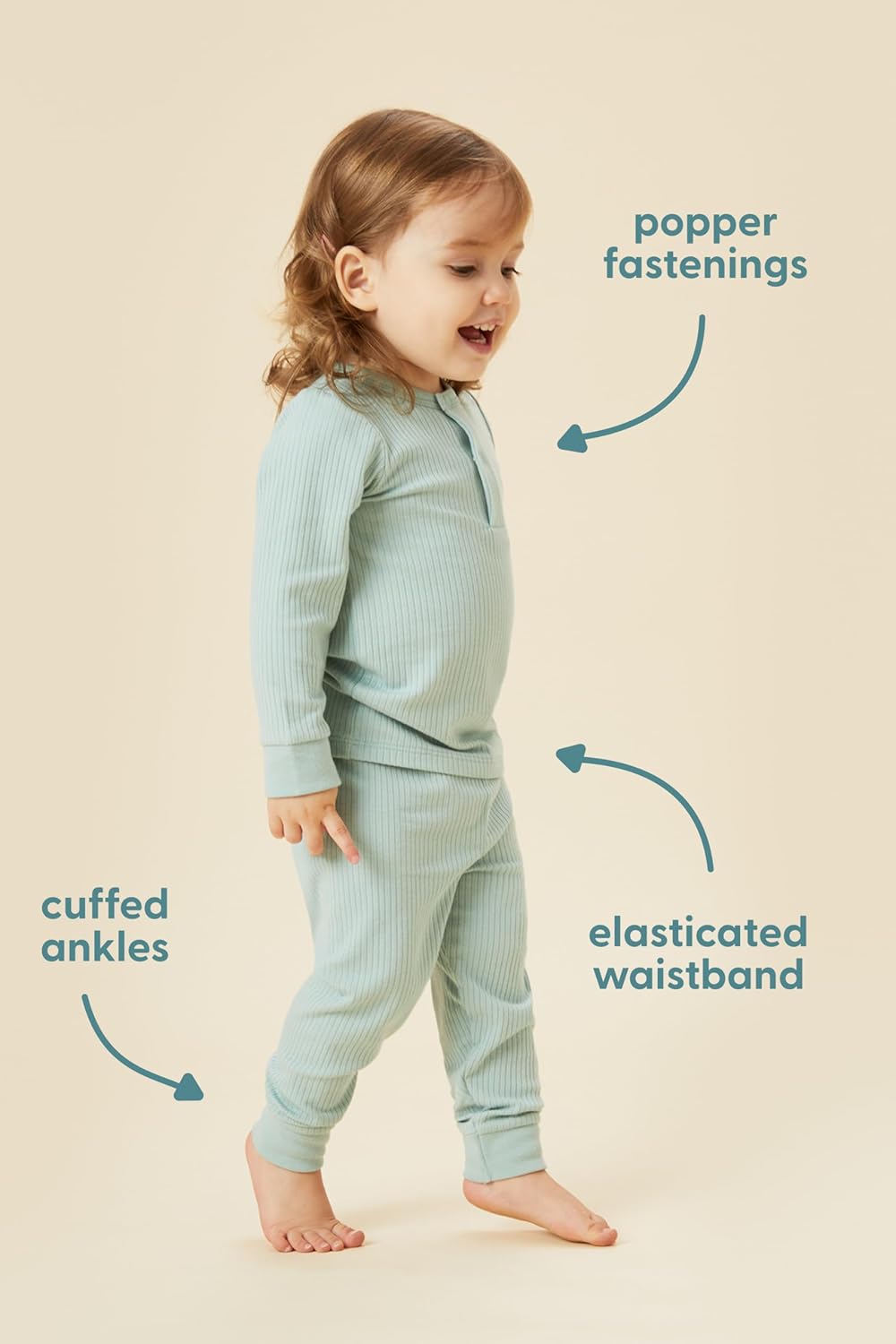 MORI Baby Unisex Pajama Set for Boys and Girls - Viscose from Bamboo - Front Popper Top and Elastic Waist Bottoms" - Image 4