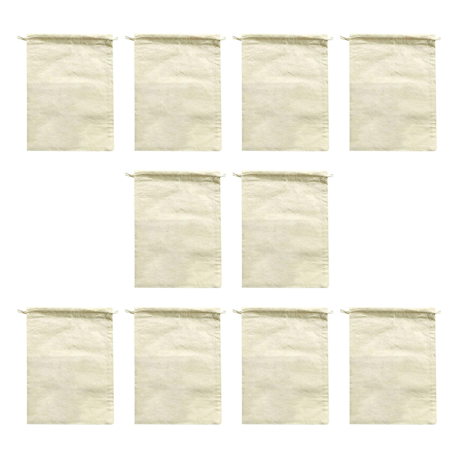 Woedpez 10 Pack Breathable Cotton Drawstrings Bags for Fruits Vegetables and Kitchen Organization Dustproof Sacks Recyclable Produce Bags