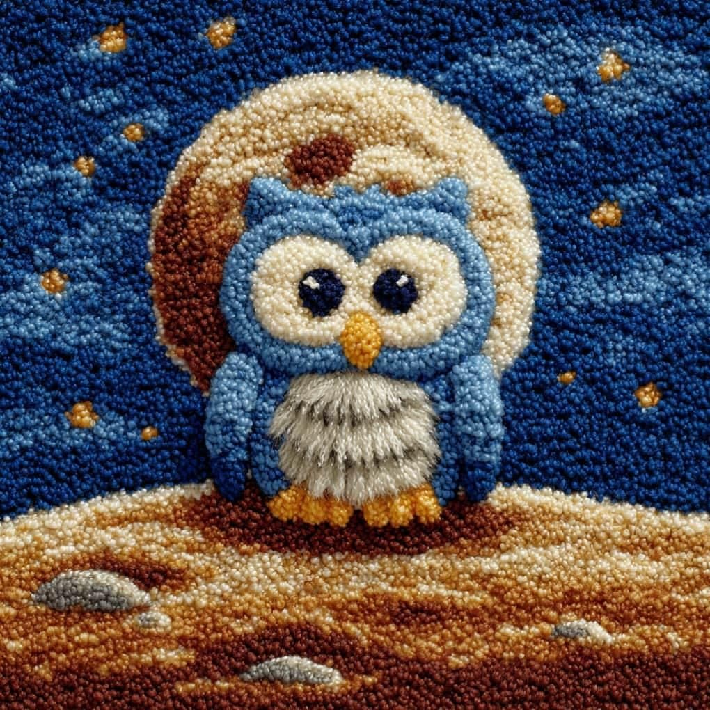 Taxpy Latch Hook Cushion Kits Owl Pillowcase Kits Embroidery Kit 17X17 Inch DIY Needlework Pillow Cover Sofa Cushion Rug Making