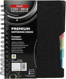 Luxor 5 सब्जेक्ट सिंगल रूल्ड नोटबुक - B5, 70 GSM, 300 पेज