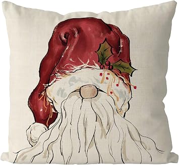 Christmas Pillow Covers 18x18 Inch Santa Claus Christmas Decorations Pillowcase Xmas Farmhouse Throw Pillow Covers Home Sofa Living Room Decorative Cushion Case
