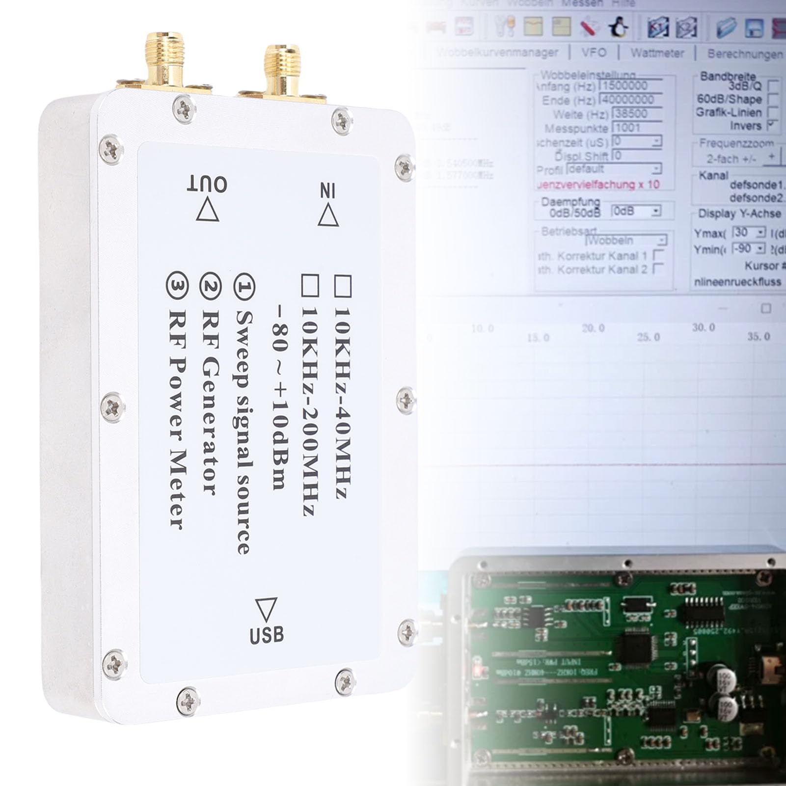 Fafeicy Generador de Señal de Barrido Medidor de Potencia RF de 10 KHz-40 MHz Fuente de Barrido de Frecuencia DDS con USB para Radioaficionados y Pruebas de Circuitos