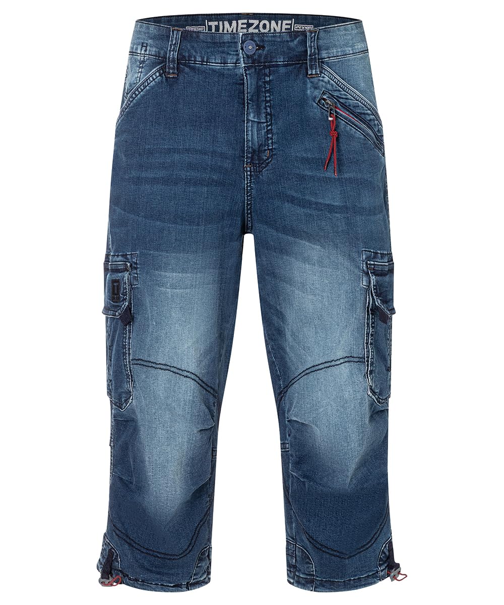 Timezone Herren 3/4 Cargo Jeans Loose MILESTZ Short Mid Waist Loose Fit W30-W40