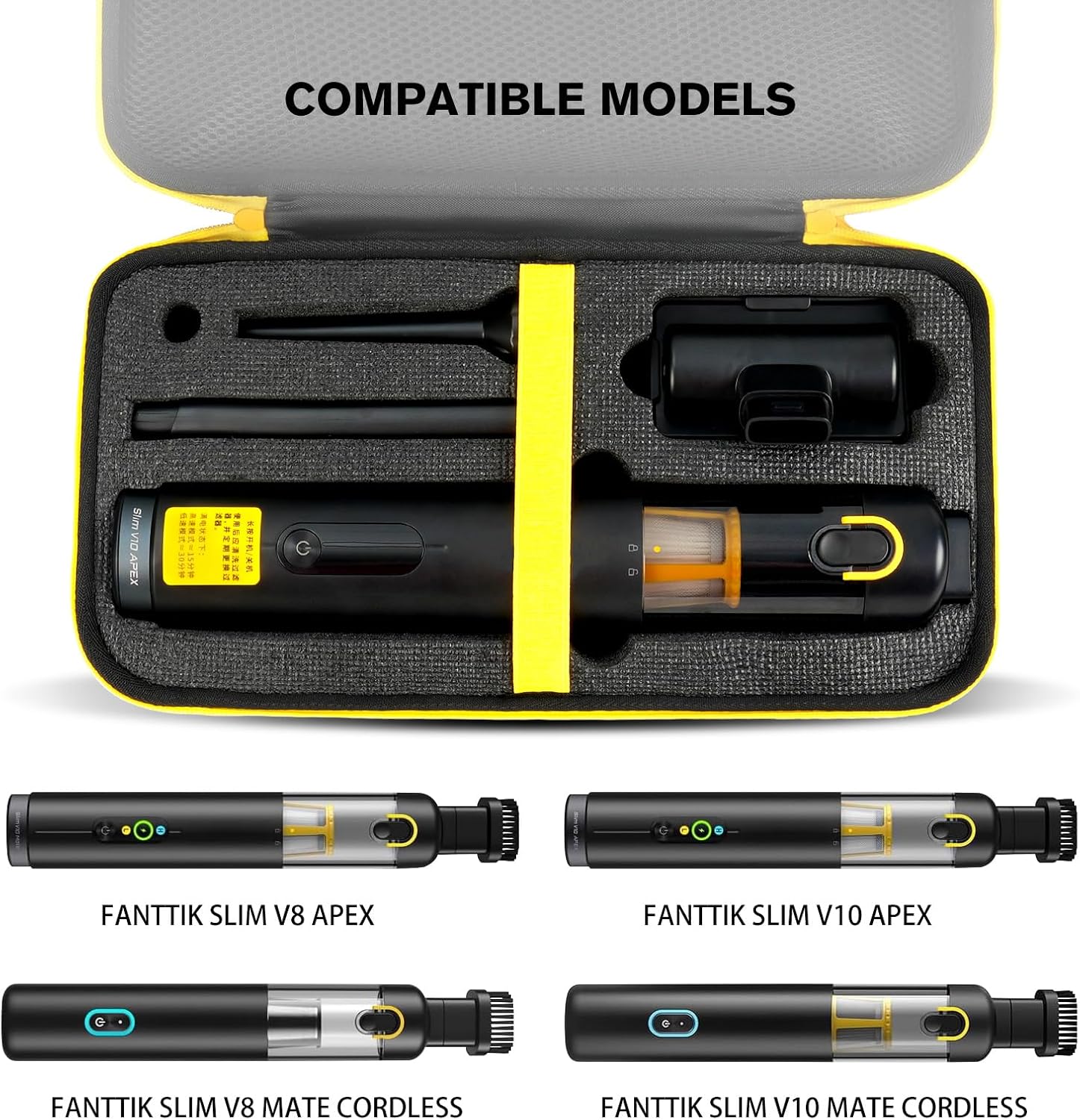 sarlar Hard Carrying Case for Fanttik Slim V8 Apex/V10 Apex/V8 Mate/V10 Mate Cordless Car Vacuum, High Capacity, Soft Linning for All Accessories, Portable Protection for Travel Storage - Image 2
