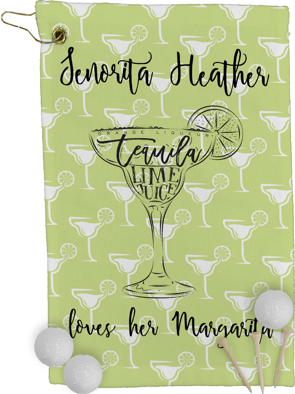 Personalized Margarita Lover Golf Towel - Poly-Cotton Blend - Small w/Name or Text