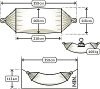 Vista 7 de La Siesta® Alisio Hamaca con barra esparcidora, hamaca exterior resistente a la intemperie, hamaca exterior de tela para 2 personas, máximo 355