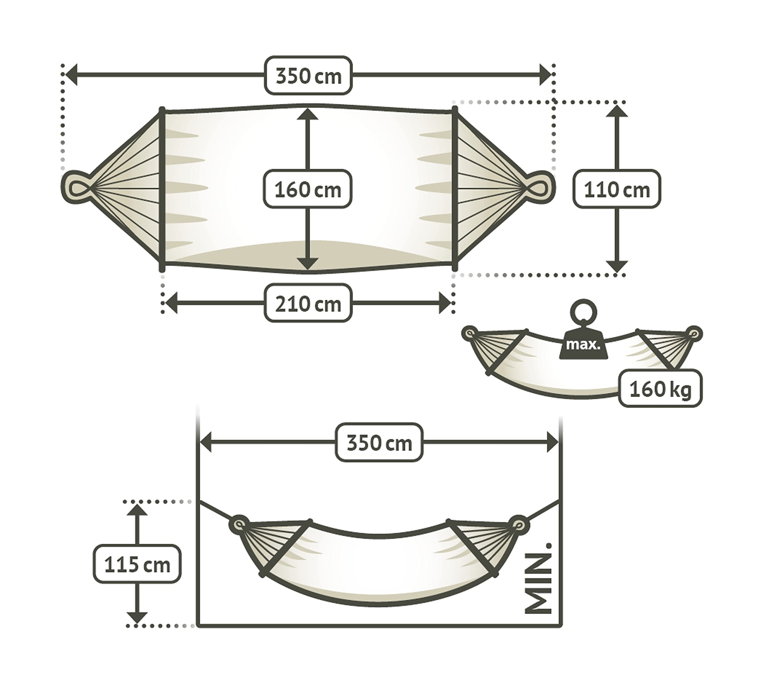 LA SIESTA® Alisio Amaca semplice con barra e supporto in legno – Supporto per amaca da esterno interno resistente alle intemperie, amaca sospesa, tela per amaca su piede in legno per 2 persone – Sea