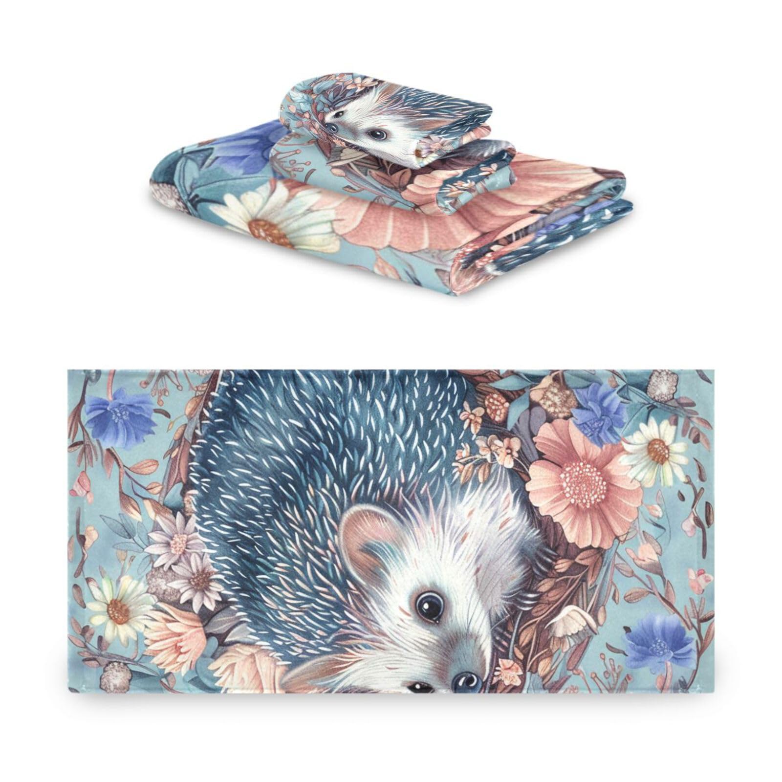 Set di 3 asciugamani morbidi in stile bohémien con fiori e ricci, 1 asciugamano da bagno, 1 asciugamano per le mani, 1 panno per la casa, cucina e famiglia