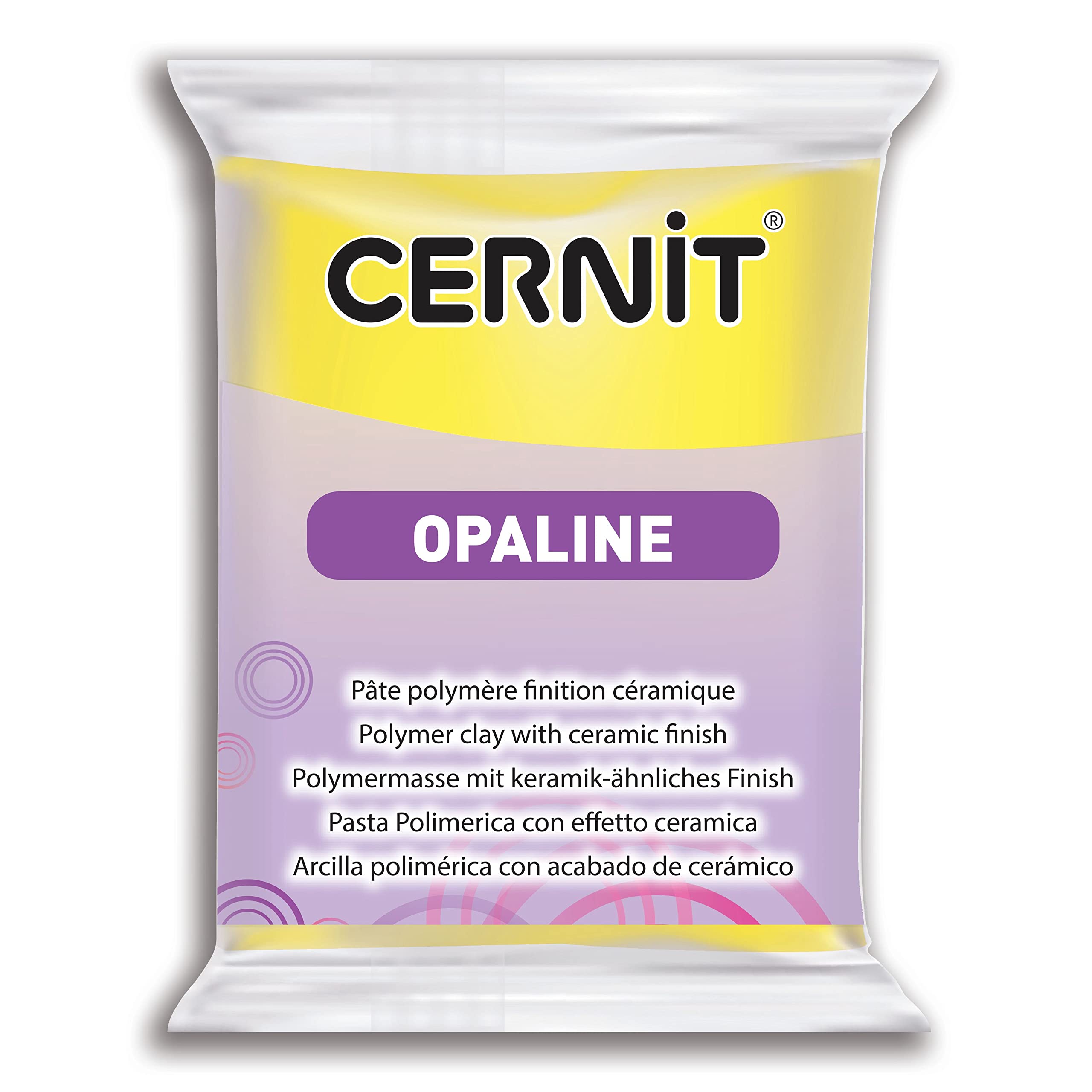 Cernit Polymer Clay - Opaline Series - 56 Grams Block - Made in Belgium (Primary Yellow)-image-14