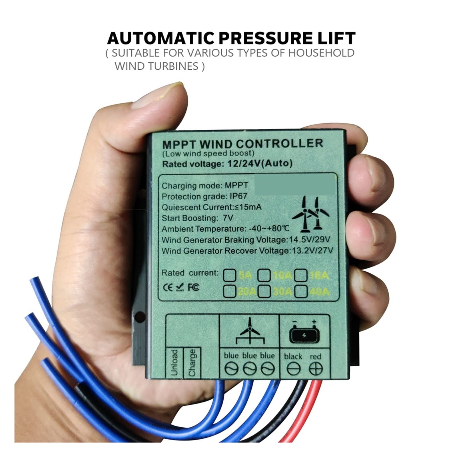 Regolatore di carica del MPPT 10A 40A Regolatore di velocità del basso Boost di tensione 12V 24V 48V impermeabile(30A,12V 24V Auto)