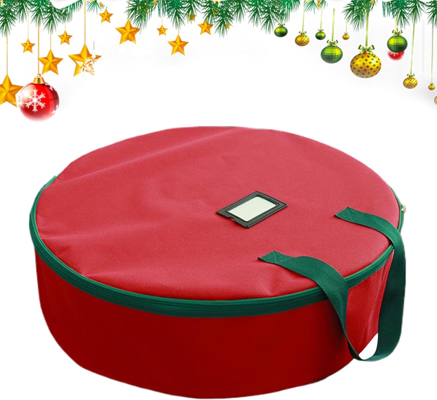 Wreath Storage Bag With Handle, Large Capacity Organizer, Color Red, Holiday Decoration Storage, Christmas Wreath Container, Sturdy Carry Handles, For Christmas, Holiday Parties, Seasonal Organization