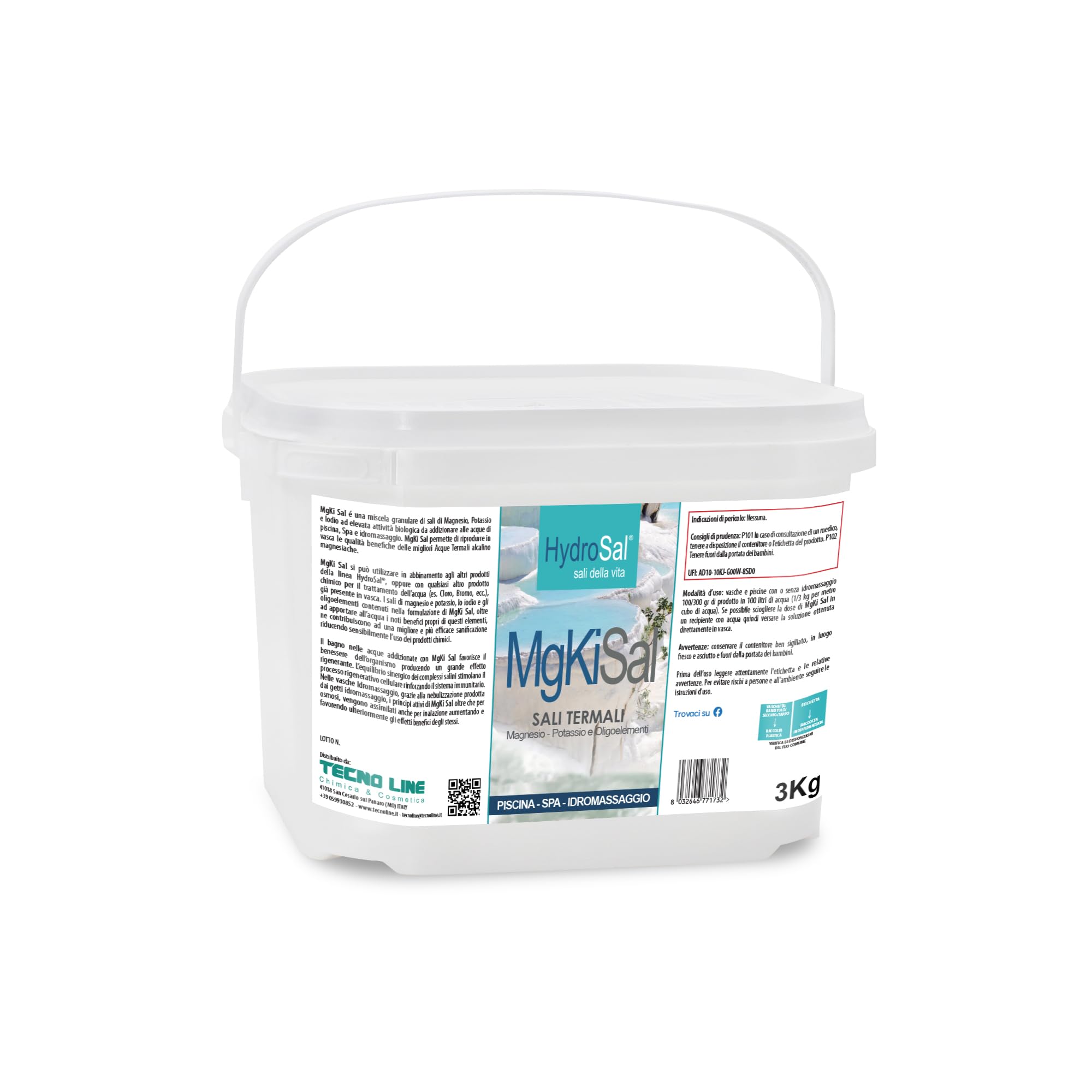 MgKi Sal, Magnesio, Potasio y YODO, para el Agua de Piscinas y bañeras de hidromasaje, Solución Térmica Granulada - 3 KG