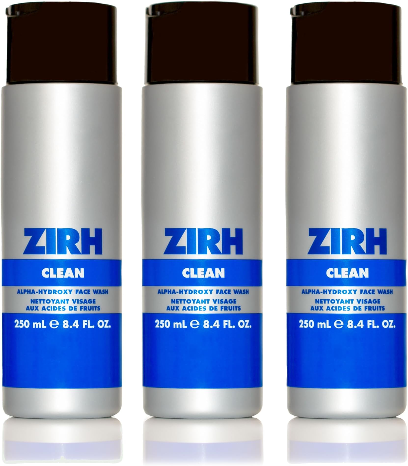 Zirh Clean 3-pack | Men's Alpha Hydroxy Face Wash | Daily cleanser with Alpha Hydroxy Acid | Face Wash for All Skin Types, remove dirt, excess oil, and dead skin cells | Lemon Scent | 250 mL