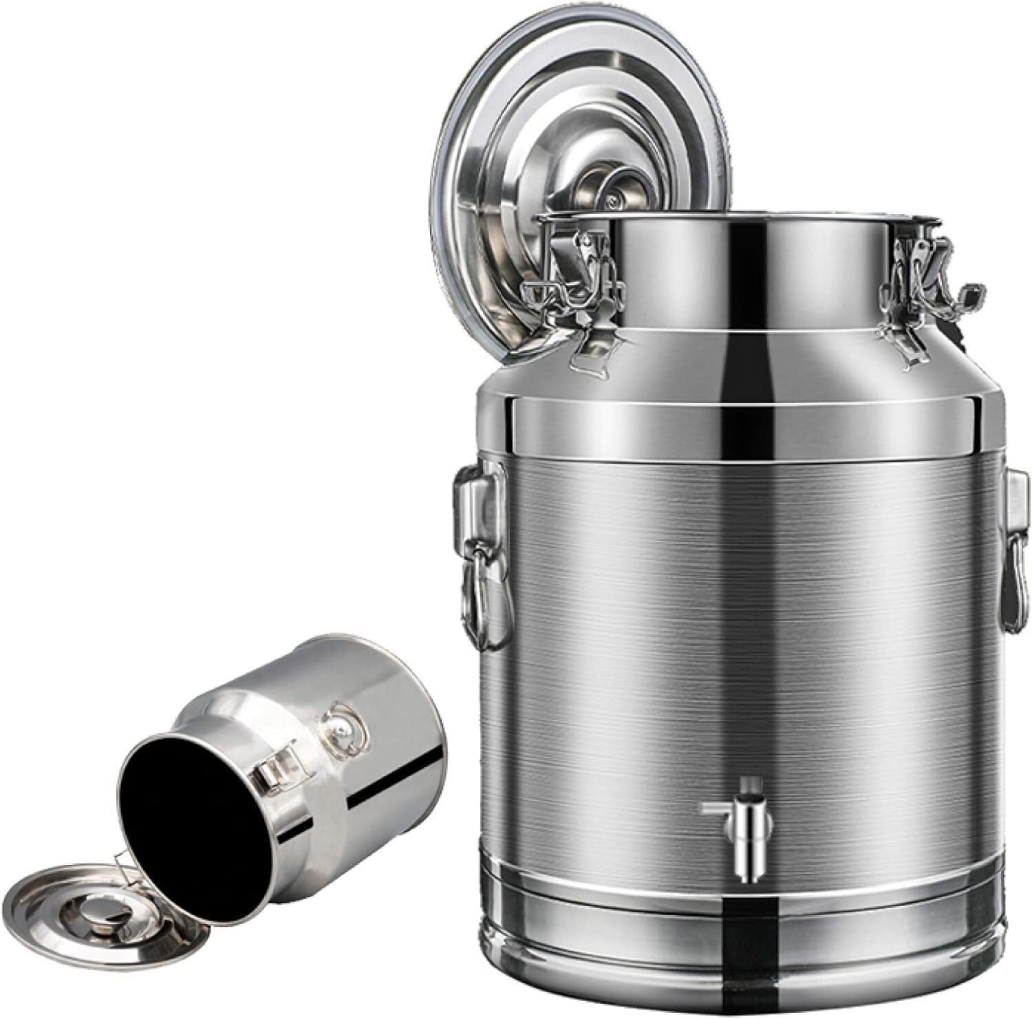 Depósito de transporte de fermentador de acero inoxidable con tapa sellada, 28 L, resistente, grueso para almacenamiento de aceite de vino