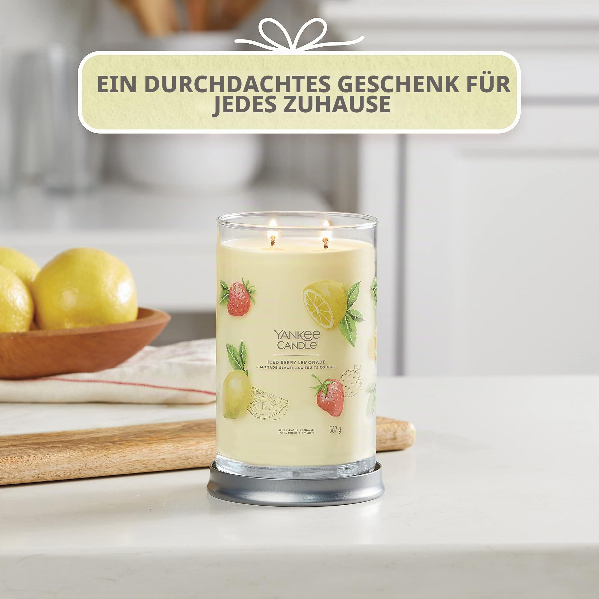 Yankee Candle Signature Duftkerze | große Tumbler-Kerze mit langer Brenndauer „Iced Berry Lemonade“ | Soja-Wachs-Mix | Perfekte Geschenke für Frauen