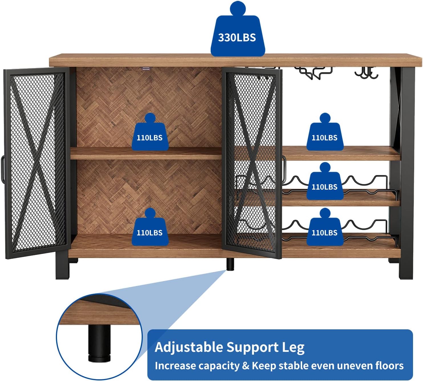 Buy OIOG Wine Bar Liquor with Removable Wine Rack and Glass Holder, Home Coffee
