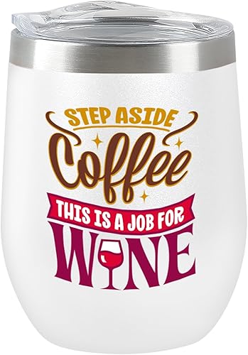 Miniatura 10 de Chris's Stuff Vaso de vino de 12 onzas  Taza de café helado con tapa a prueba de salpicaduras. Acero inoxidable de doble pared aislada al vacío con