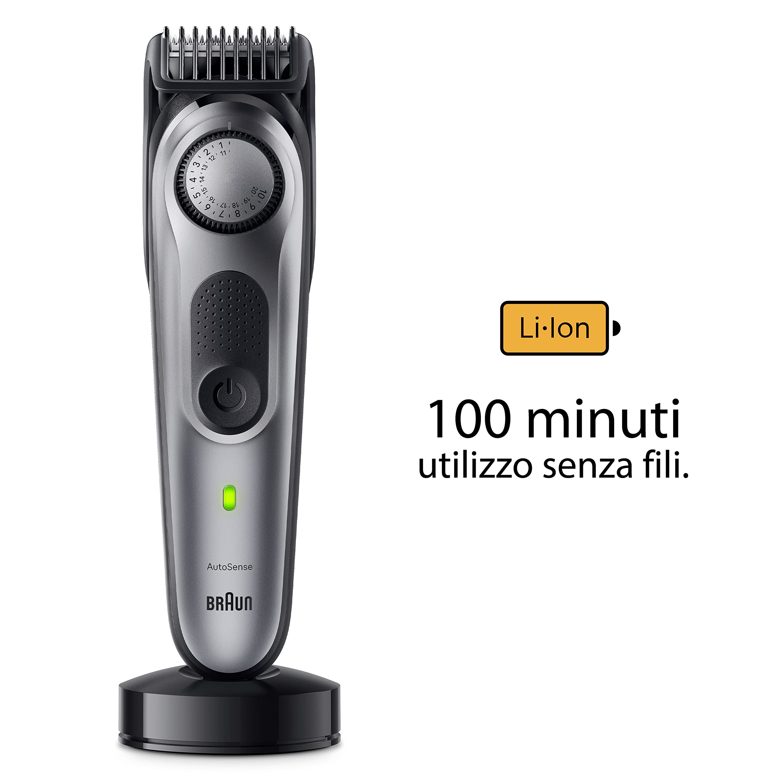 Braun Series 7 RASOIO ELETTRICO BARBA Con lama barba Problade, REGOLABARBA UOMO 40 Lunghezze, Accessori Da Barbiere, Base Di Ricarica, Custodia, BT7420 Nero/Verde Elettrico
