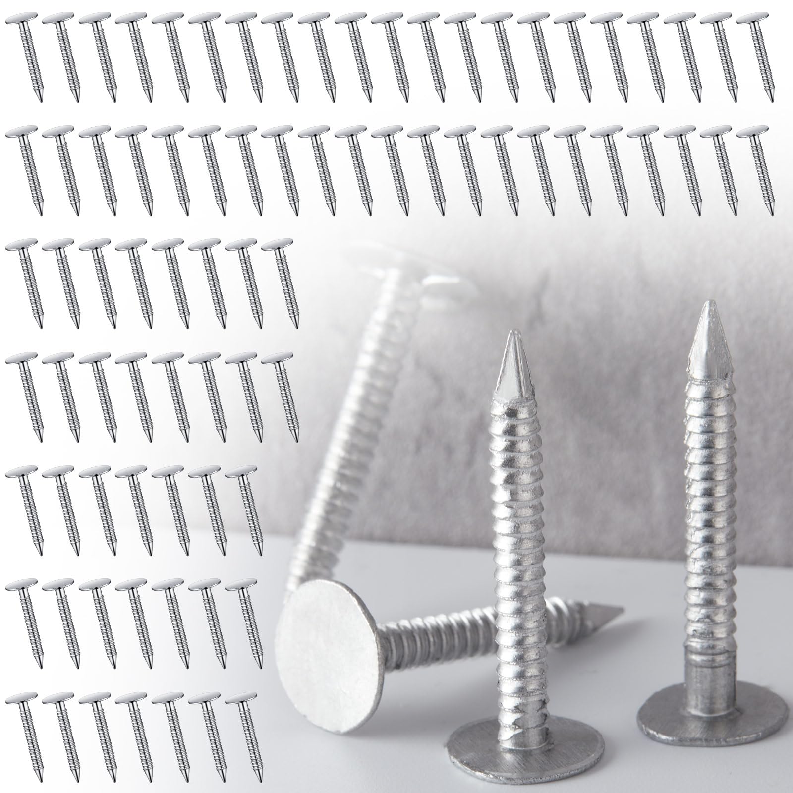 Tandefio 250 Pcs Aluminum Roofing Nails 1-1/4 Inch Aluminum Siding Rustproof Cap Nails to Fasten Asphalt Shingles Roofing Felt Insulation Board Wood Decking Fascia