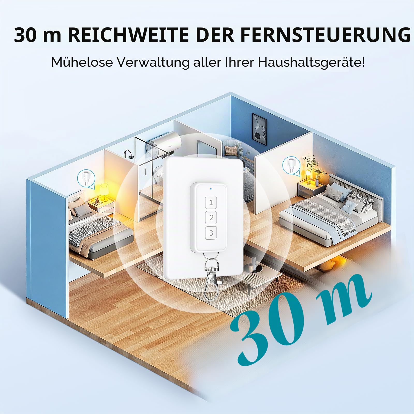 Steckdose mit Fernbedienung,3 Stück Funksteckdosen mit Fernbedienung 16A/3840W 100 Feet Lange Reichweite Magnetische Ein-Tasten-Schalter für Innenbereich Lampen Haushaltsgeräte Feiertagsdeko