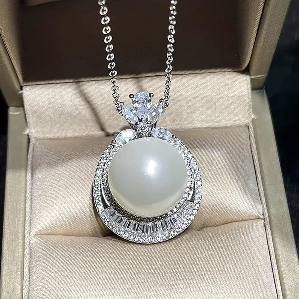 925 Sterlingsilber 14mm Perlenanhänger Halskette Ohrringe Hochzeitsschmuck Sets für Frauen