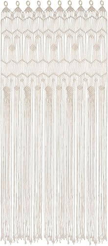 Cortina bohemia de macramé para ventana, separador de habitaciones, cortina para puerta, 79 x 35 pulgadas, para colgar en la pared de macramé para