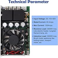 Vista 3 de Industrial Grade PWM DC Motor Speed Controller, DC 10V-50V / Rated 60A / Max 100A Industrial Grade DC Brush Motor Controller with Fuse & CW/CCW