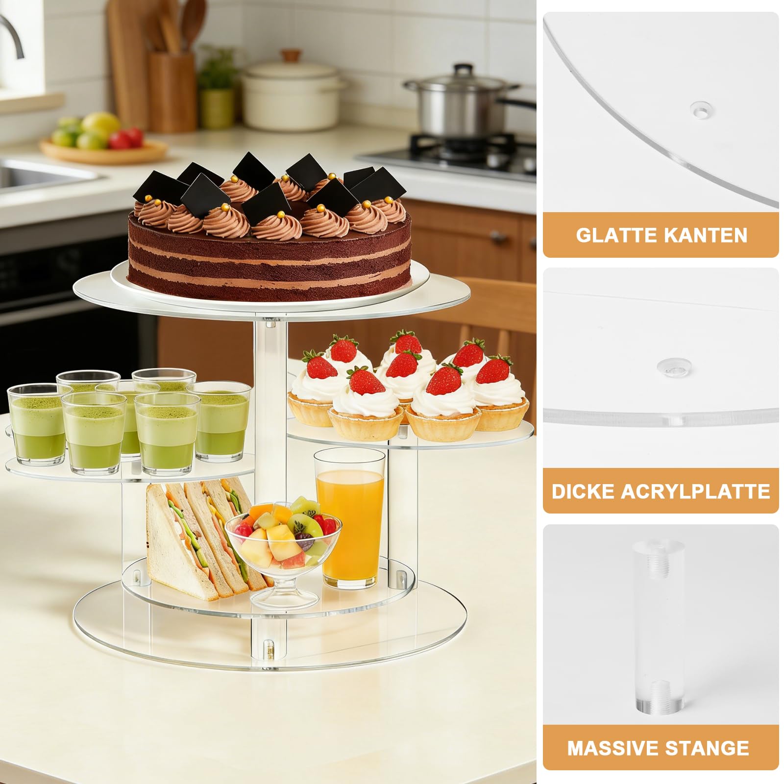 Présentoir à gâteaux 4 étages acrylique transparent pour 50 cupcakes mariage fête