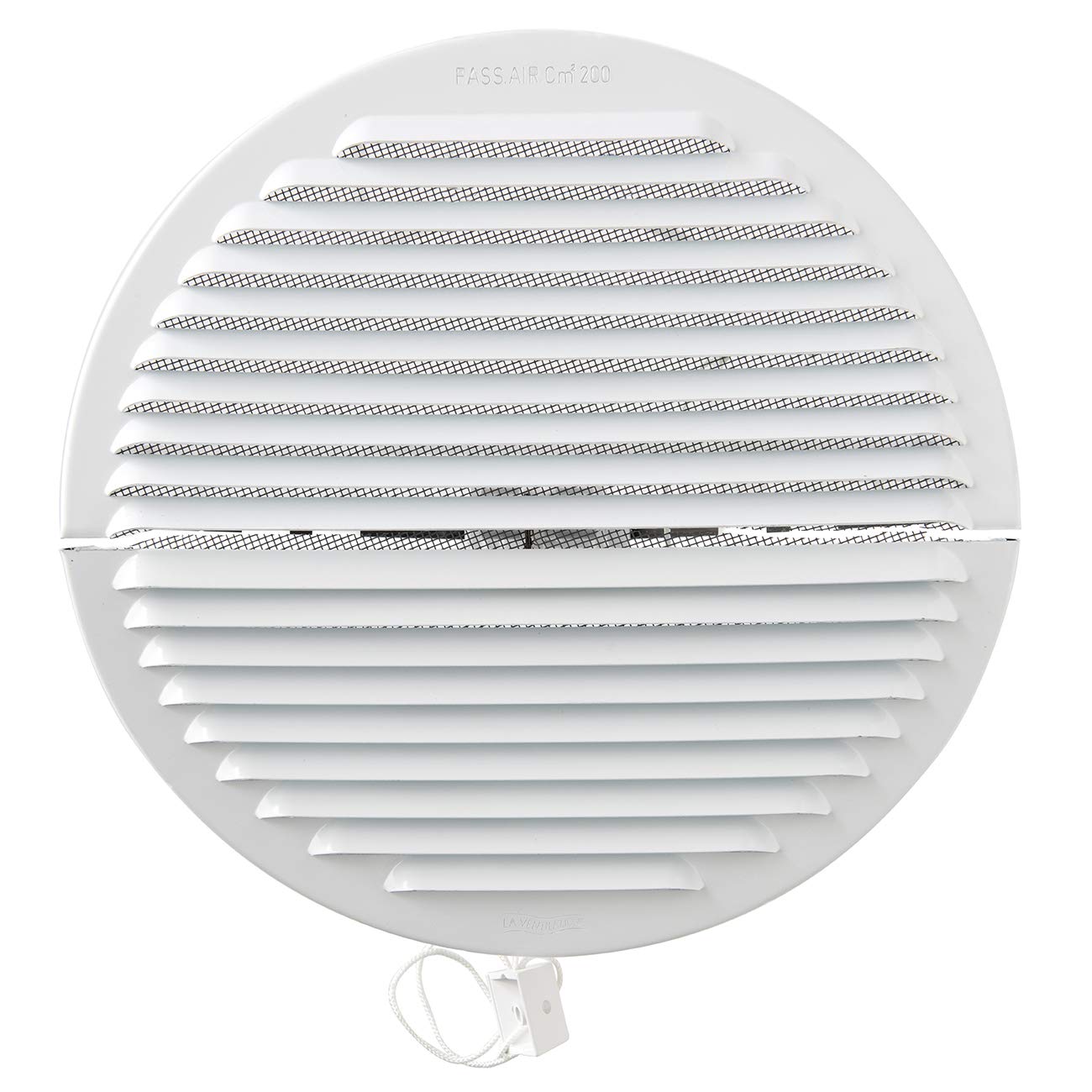 La Ventilazione GABDF200R Griglia di ventilazione tonda pieghevole in Alluminio verniciato bianco con rete antinsetti, diametro ø235 mm