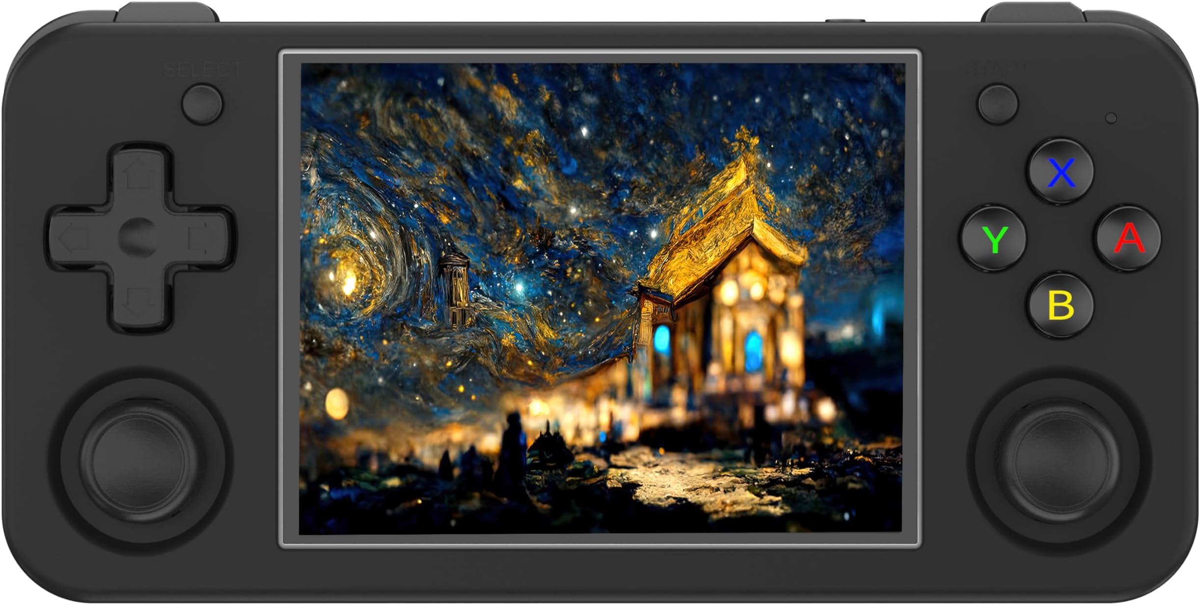 QUJUSO RG35XX H Handheld Game Console 3.5" IPS Display Retro Gaming Player H700 Linux OS Built-in TF Card 64GB Black