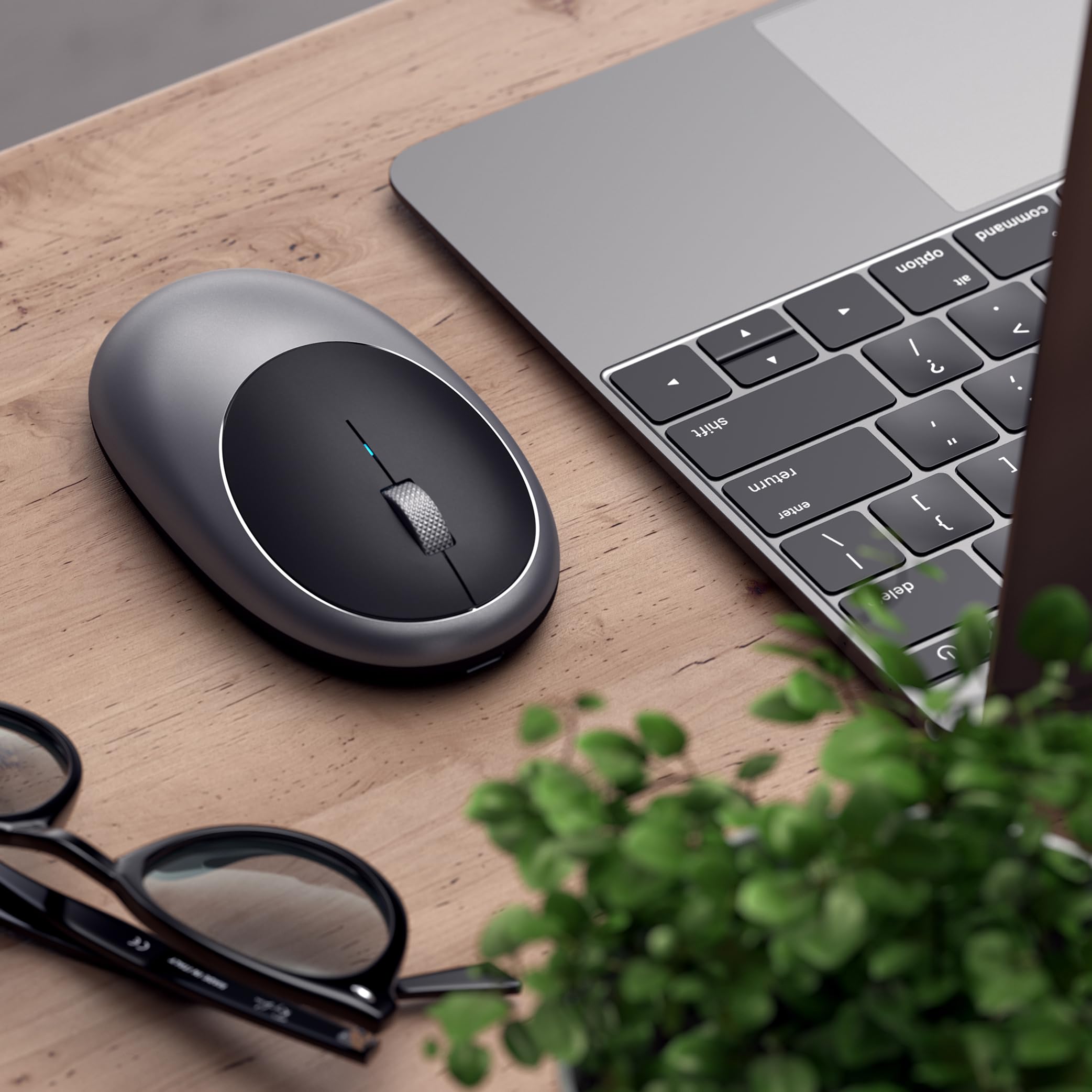 Satechi Mouse Wireless M1 in Alluminio, Ricaricabile USB C, 1200 DPI, Elegante Mouse Bluetooth Compatto per MacBook Air/Pro/Neo, Laptop, PC, iPad – Grigio Siderale