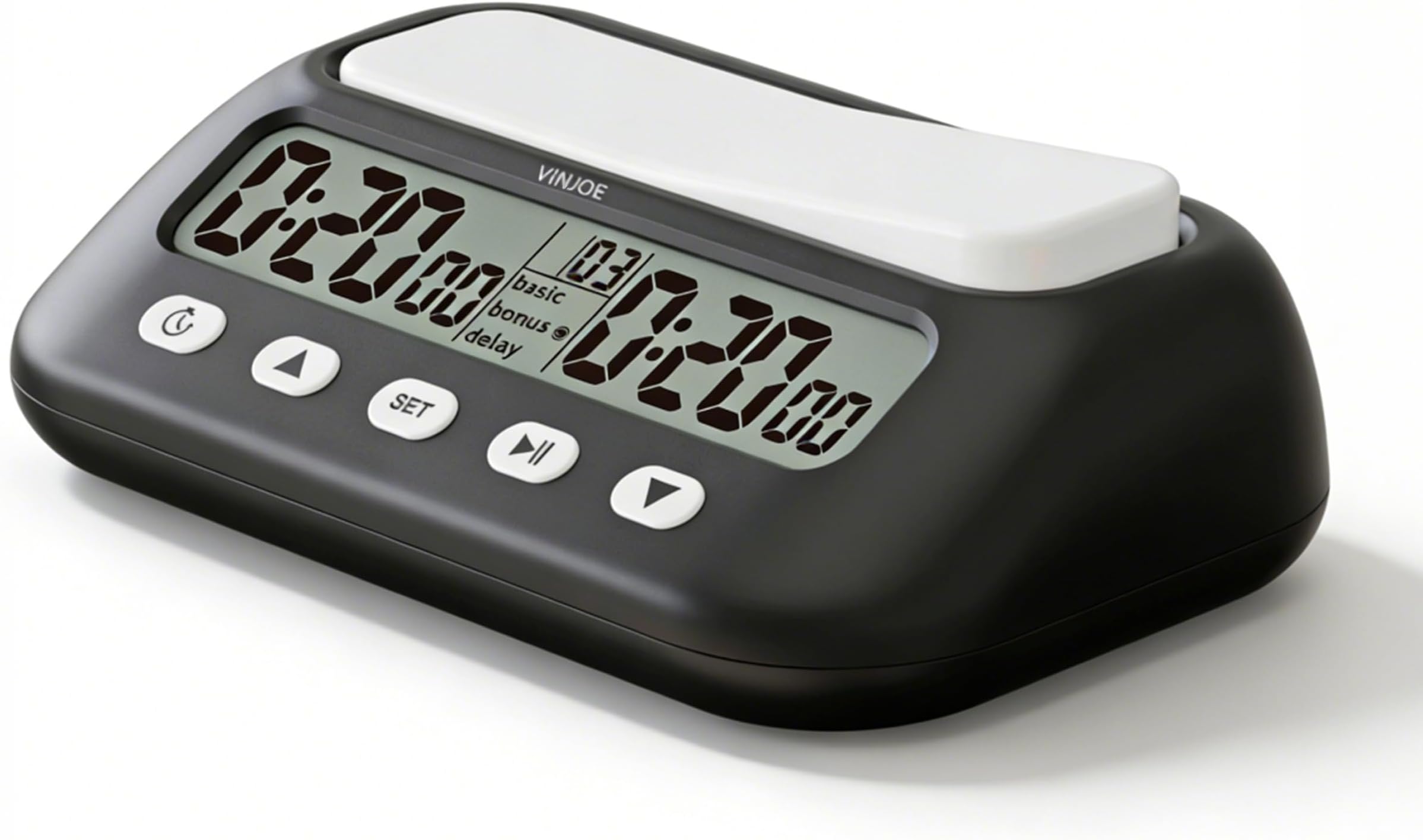 VINJOE Chess Clock Digital Chess Timer Professional for Board Games,Portable Digital Chess Clock & Game Timer with Basic,Bonus,Delay and Positive Time Features Best Gifts for Christmas(Without Battery