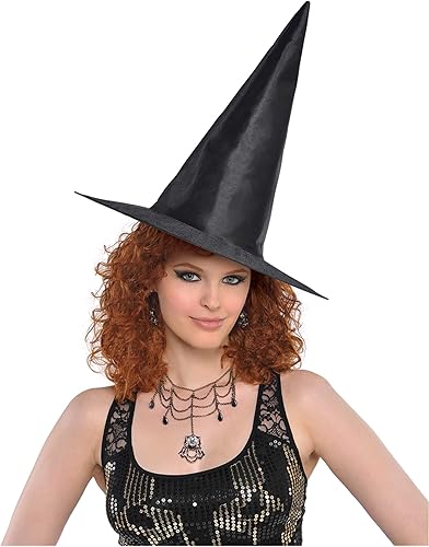 Sombrero de bruja negro clásico, accesorio perfecto para disfraz de Halloween para fiestas divertidas y celebraciones mágicas, 1 unidad