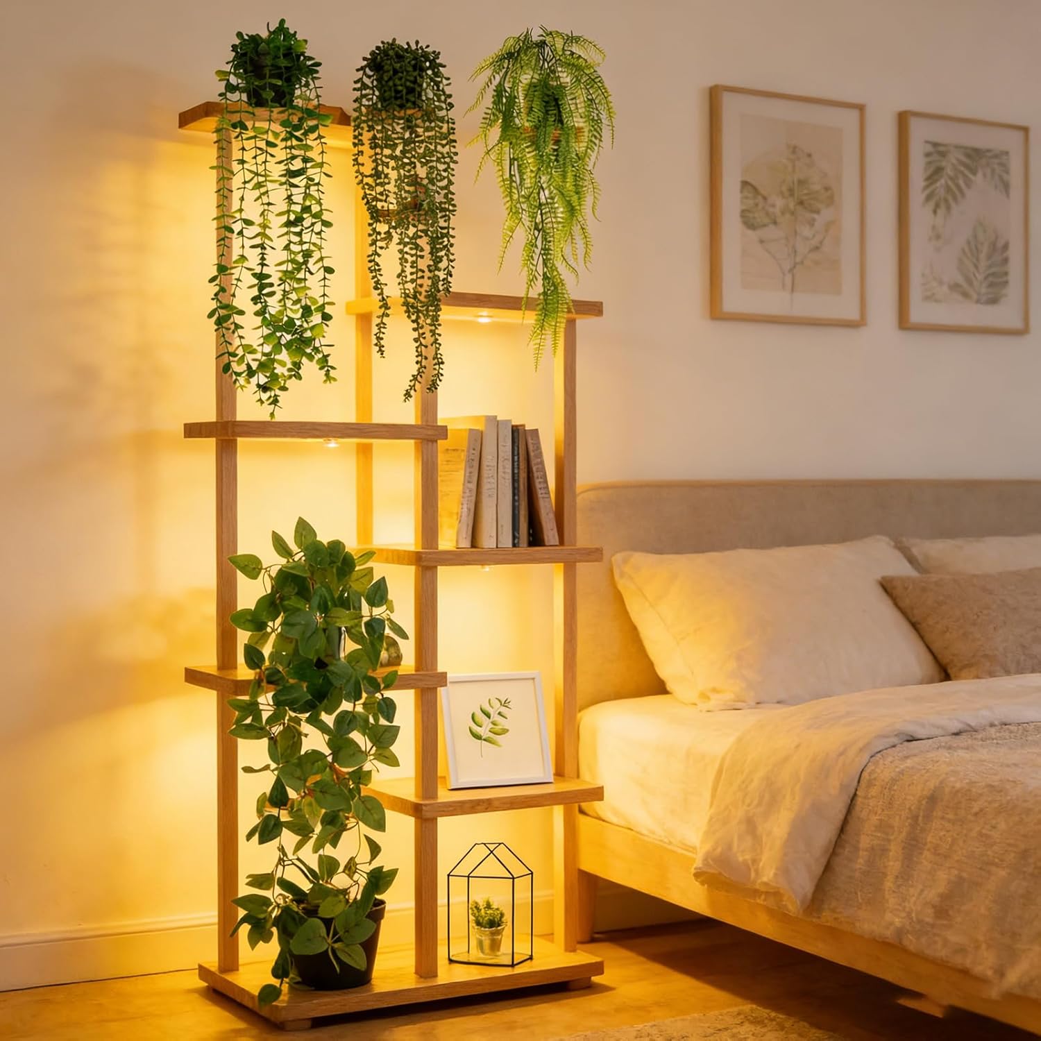 4 Pack Artificial Plants, Hanging Fake Plants Indoor for Shelf, Boho Faux Eucalyptus Vine, Ivy Vine, String of Pearls, Boston Fern Potted for Living Room Outdoor Wall Decor - Image 2