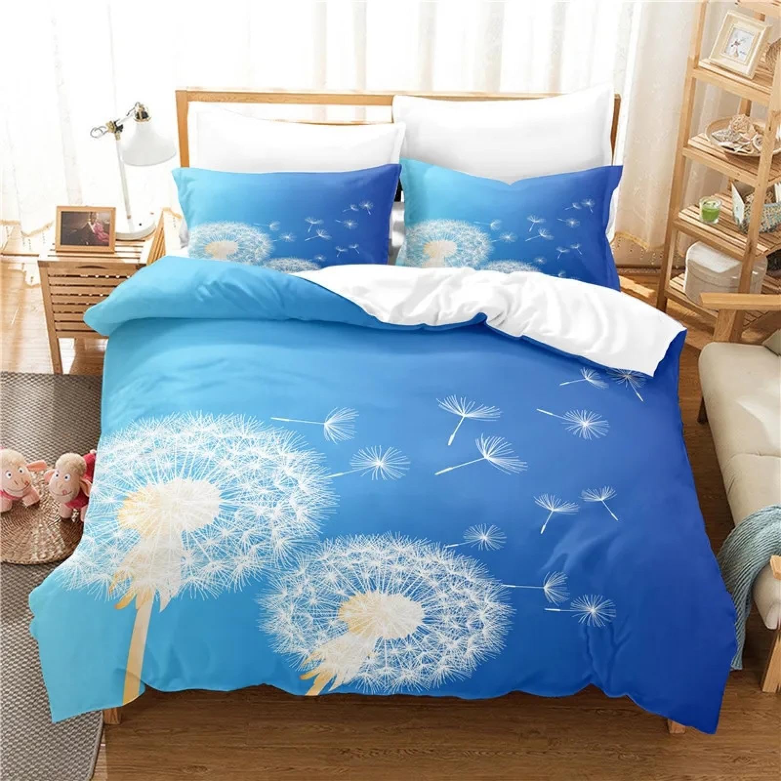 Parure de lit avec housse de couette 230x260 motif paysage ciel et pissenlit King