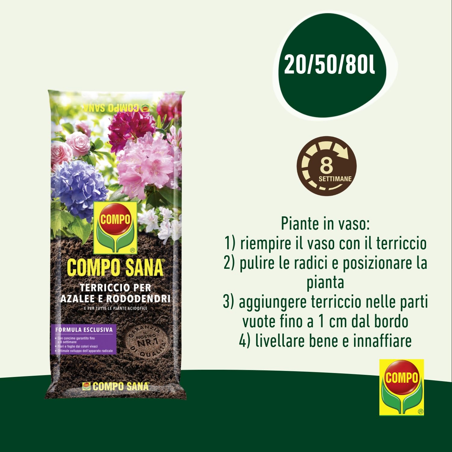 Sustrato de cualidad para azaleas rododendros y plantas ácidas de género Compo Sana Pack de 50 L