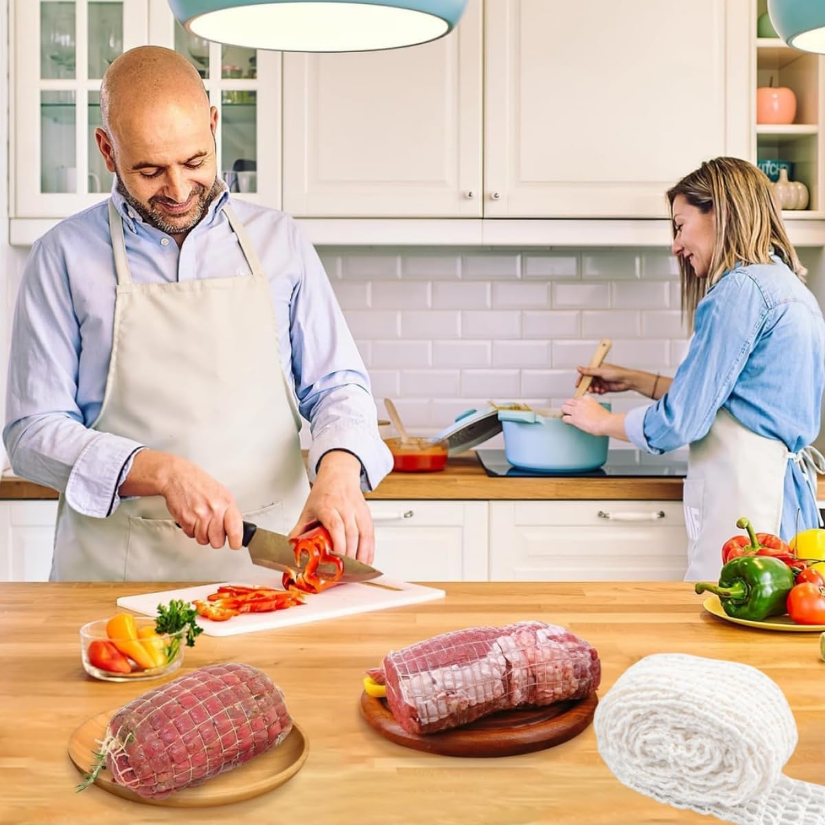 Filet De Boucher Élastique - 2 Pièces 4,5 Cm X 3 M - Pour Jambon, Saucisse, Rôtis - Cuisine Professionnelle
