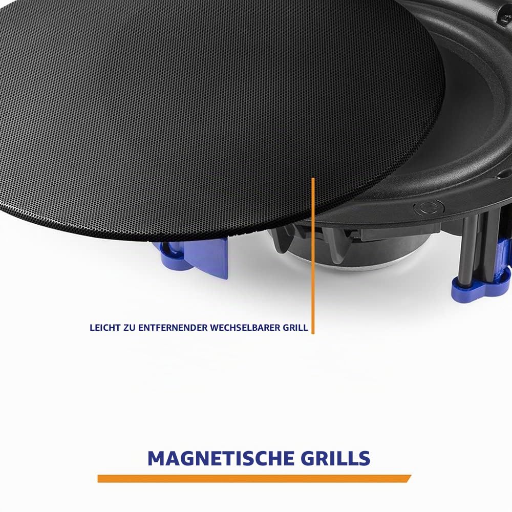 Power Dynamics NCBT8B Deckenlautsprecher Bluetooth 2er Set - Einbaulautsprecher Decke, 80 Watt, Aktivlautsprecher für Küche oder als Duschlautsprecher, Innen & Außen, Einfache Installation - Schwarz