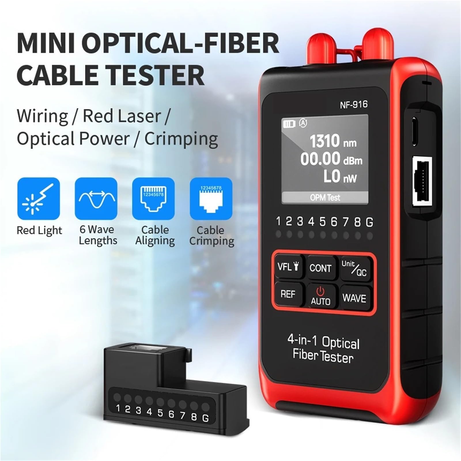 Testeur Fibre Optique, Testeur de fibre optique 4 en 1 NF-916, wattmètre optique VFL REF FC SC ST, localisateur visuel de défauts, écran LCD, outils réseau