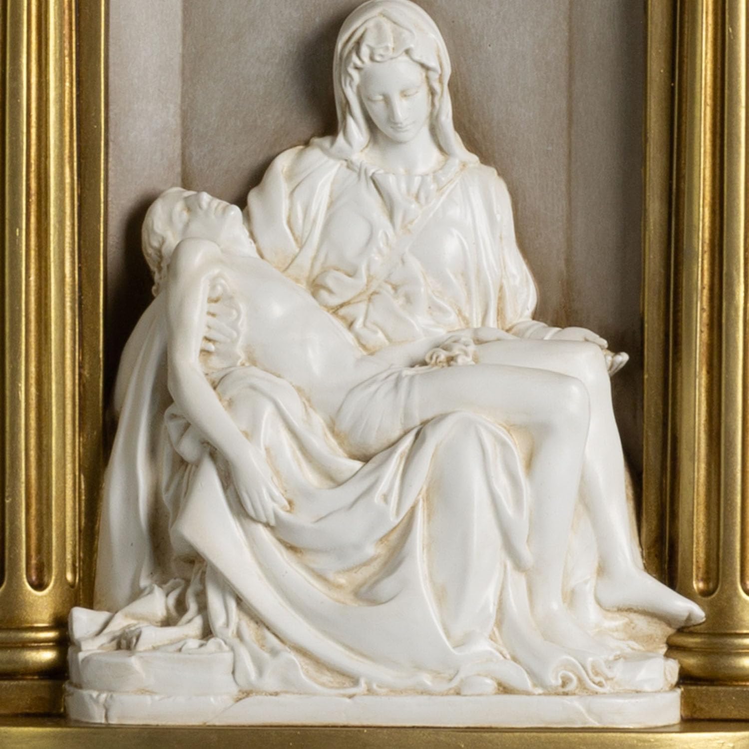 ShineOnAngel La Pieta Michelangelo’s Holy Jesus Virgin Mary Sculptures Hand Painted Christian Gift Home Decor 14 inch Wall Sculpture