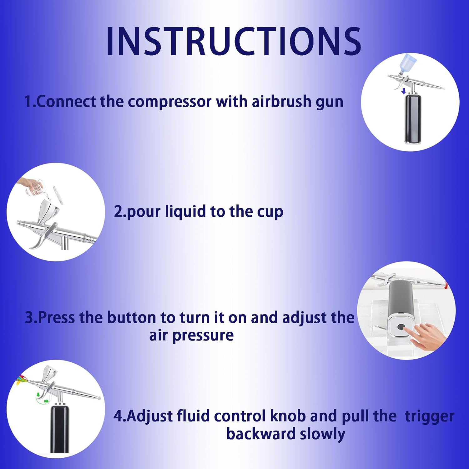 high air Flow Cordless Airbrush Kit, Wireless Portable Air Brush Compressor, Rechargeable Mini Air Brush, Handheld Airbrush Gun for Barber, Model Painting, Nail Art, Makeup, Tattoo (Green)