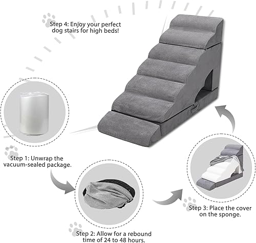 Miniatura 9 de 7Steps - Escaleras para perros y escalones para camas altas de 30 a 36 pulgadas de alto, escaleras LitaiL para camas altas de 34 pulgadas de alto,